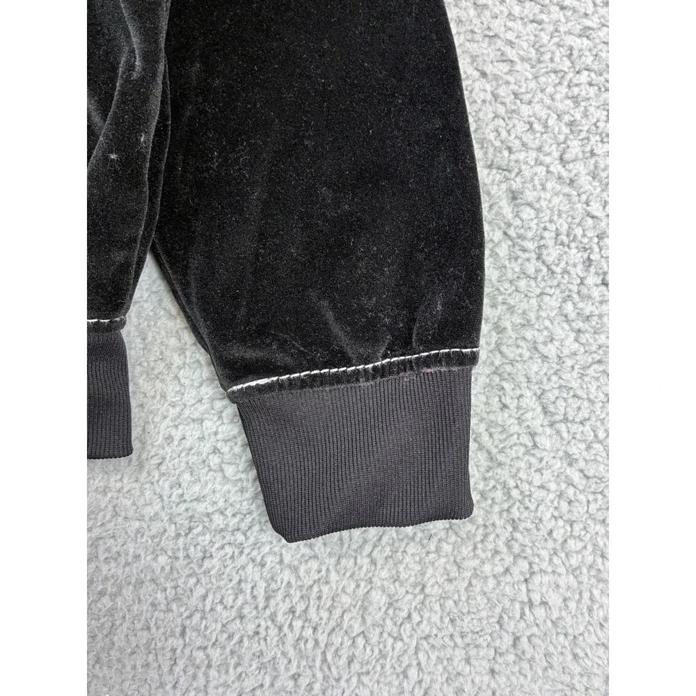 True Religion Big T Velvet Mock Zip Up Jacket Mens L Black Contrast Stitch Y2K